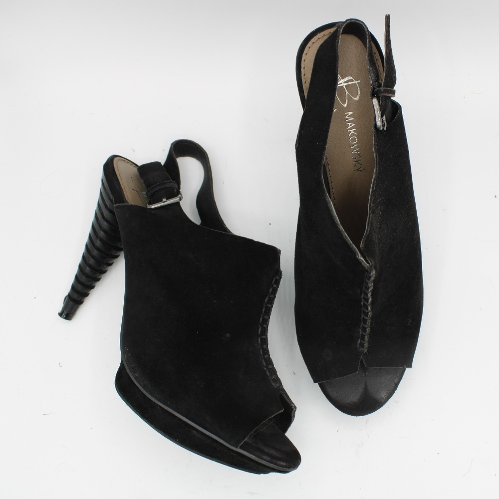 B. Makowsky Suede Slingback Platform Heels 9.5